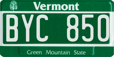 VT license plate BYC850