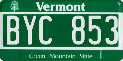 VT license plate BYC853