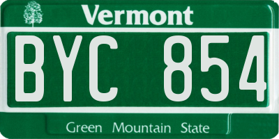 VT license plate BYC854