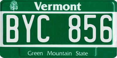 VT license plate BYC856