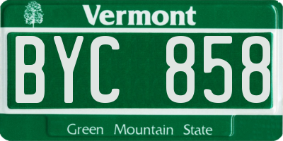 VT license plate BYC858