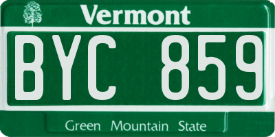 VT license plate BYC859