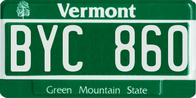 VT license plate BYC860