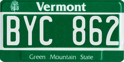 VT license plate BYC862