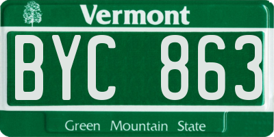 VT license plate BYC863