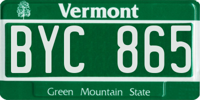 VT license plate BYC865