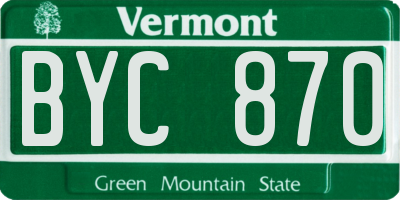 VT license plate BYC870