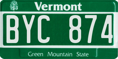 VT license plate BYC874