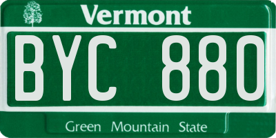 VT license plate BYC880