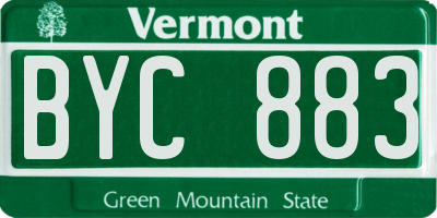 VT license plate BYC883