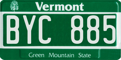 VT license plate BYC885