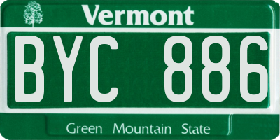 VT license plate BYC886