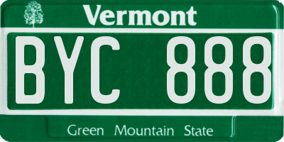 VT license plate BYC888