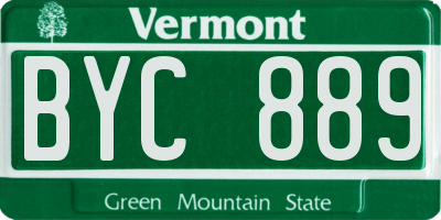 VT license plate BYC889