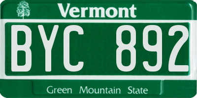 VT license plate BYC892