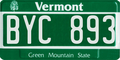 VT license plate BYC893