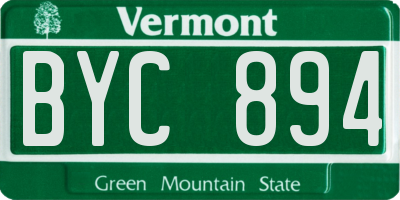 VT license plate BYC894