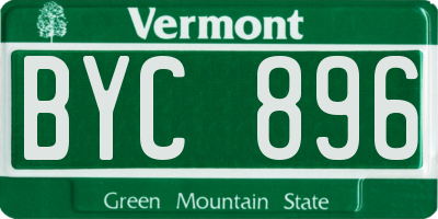 VT license plate BYC896
