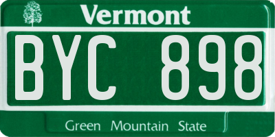 VT license plate BYC898