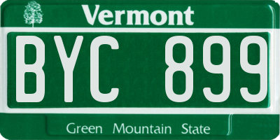 VT license plate BYC899