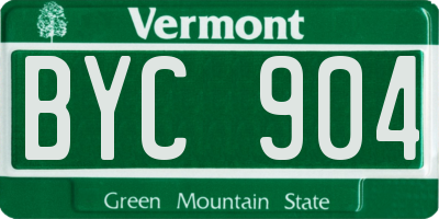 VT license plate BYC904