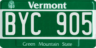 VT license plate BYC905