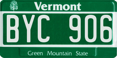 VT license plate BYC906