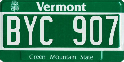 VT license plate BYC907