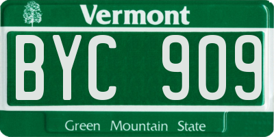 VT license plate BYC909