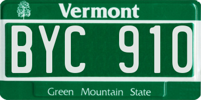 VT license plate BYC910
