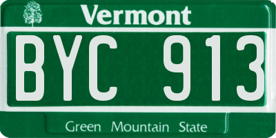 VT license plate BYC913