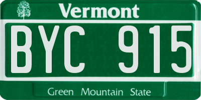 VT license plate BYC915