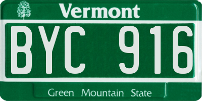 VT license plate BYC916