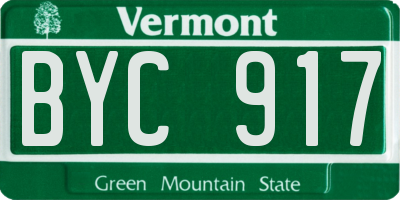 VT license plate BYC917