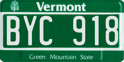 VT license plate BYC918