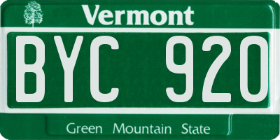 VT license plate BYC920