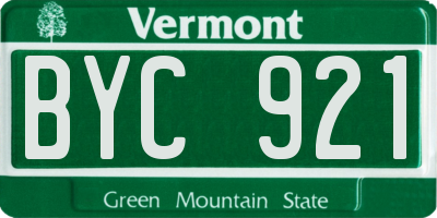 VT license plate BYC921