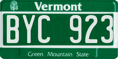 VT license plate BYC923