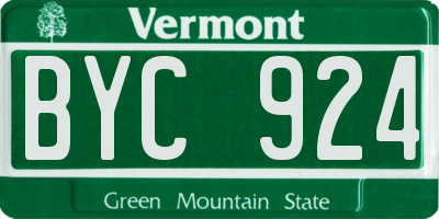 VT license plate BYC924
