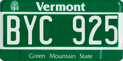 VT license plate BYC925