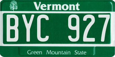 VT license plate BYC927