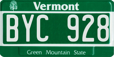 VT license plate BYC928