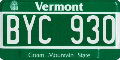 VT license plate BYC930