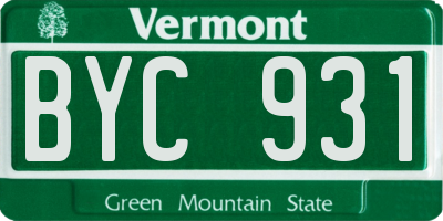 VT license plate BYC931
