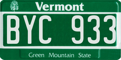VT license plate BYC933