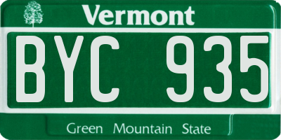 VT license plate BYC935