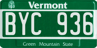 VT license plate BYC936