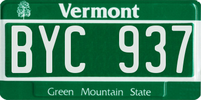 VT license plate BYC937