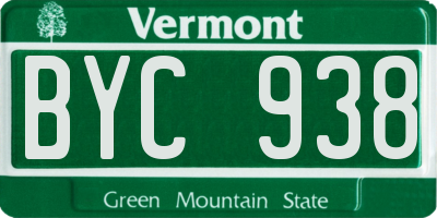 VT license plate BYC938