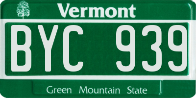 VT license plate BYC939